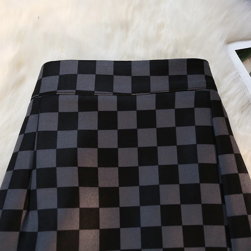 Long Skirt Checkerboard Print - Image 29