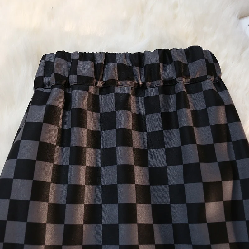 Long Skirt Checkerboard Print - Image 30
