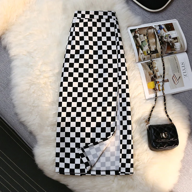 Long Skirt Checkerboard Print - Image 4