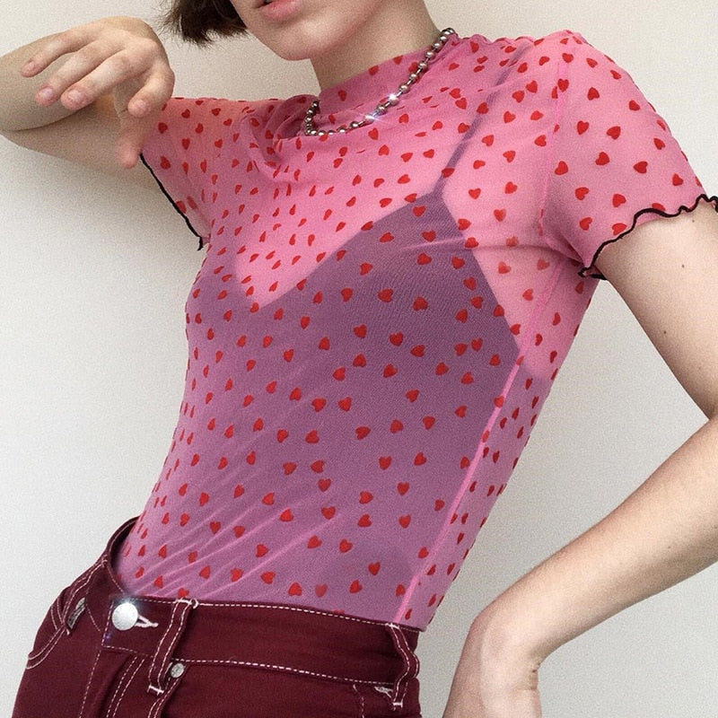 Lovecore Mesh Heart Crop Top - Image 9