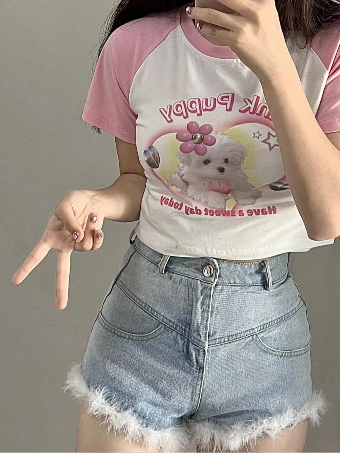 Lovely Dog Crop Top T-shirt - Image 8