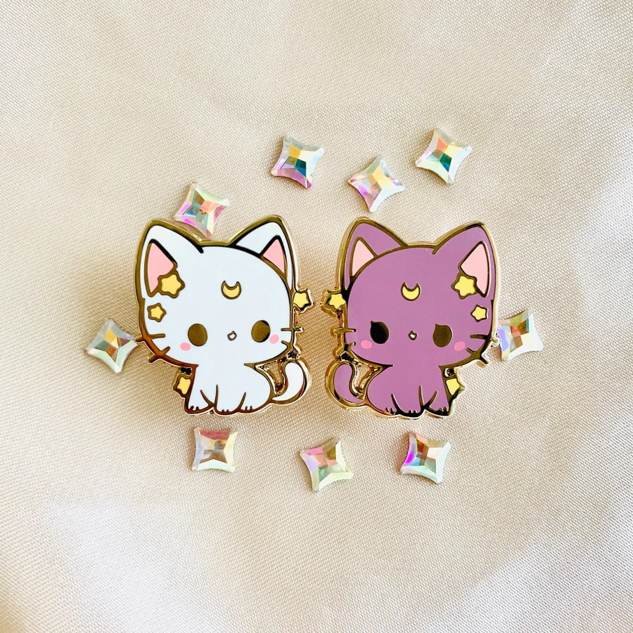 Moon Cat Artemis Luna Enamel Pins