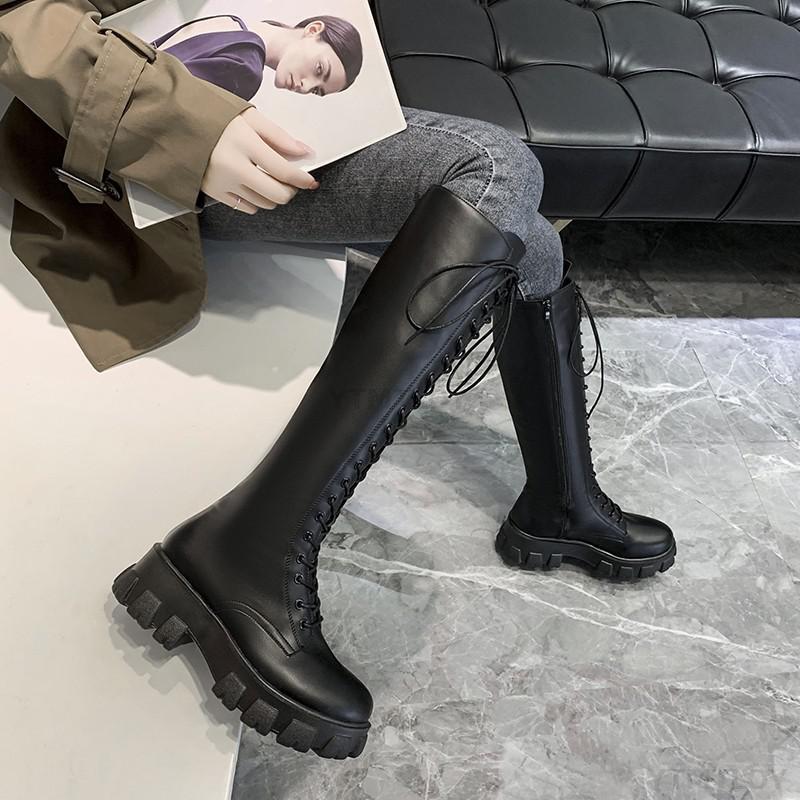 Grunge Knee High Platform Boots Black - Image 3