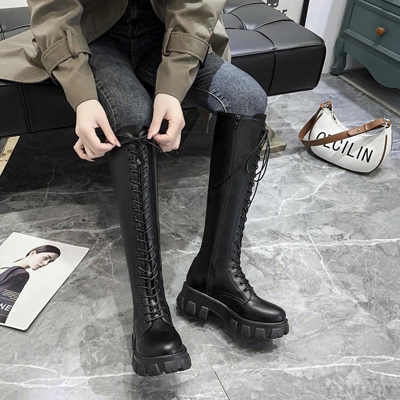 Grunge Knee High Platform Boots Black - Image 4