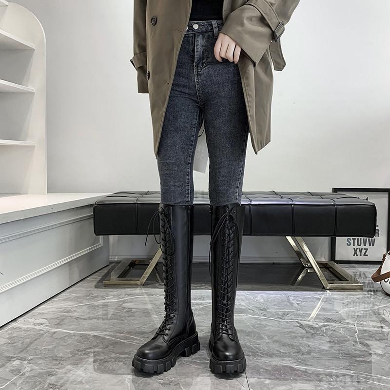 Grunge Knee High Platform Boots Black - Image 5