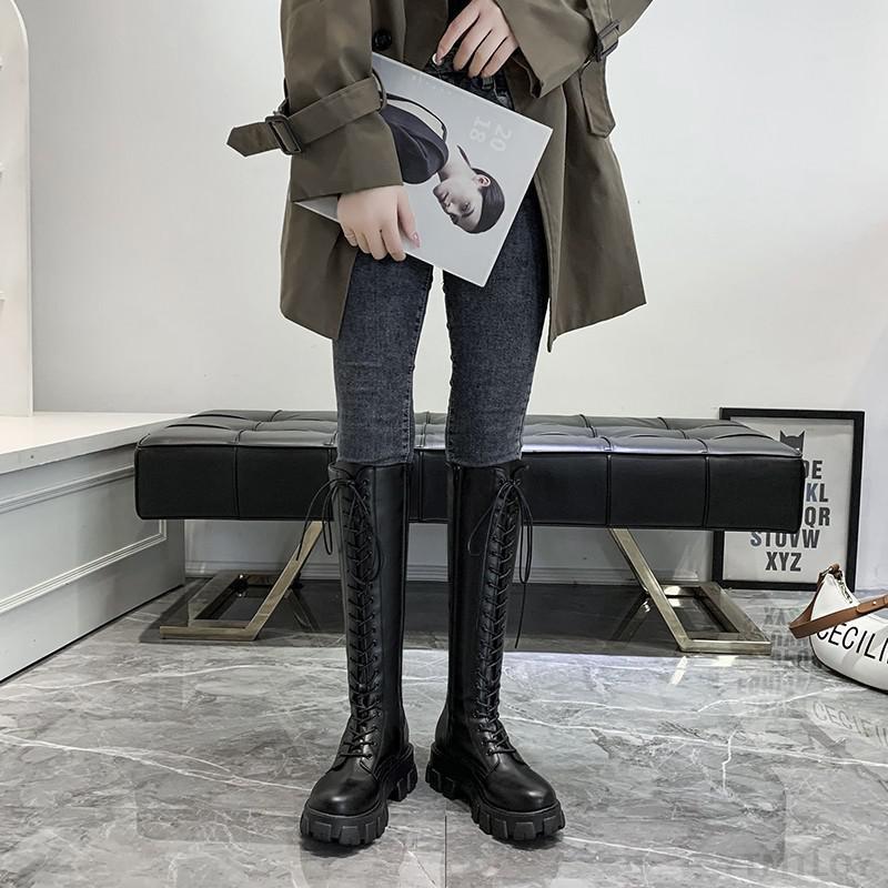 Grunge Knee High Platform Boots Black - Image 6