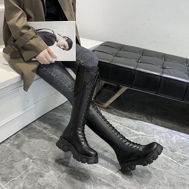Grunge Knee High Platform Boots Black - Image 8