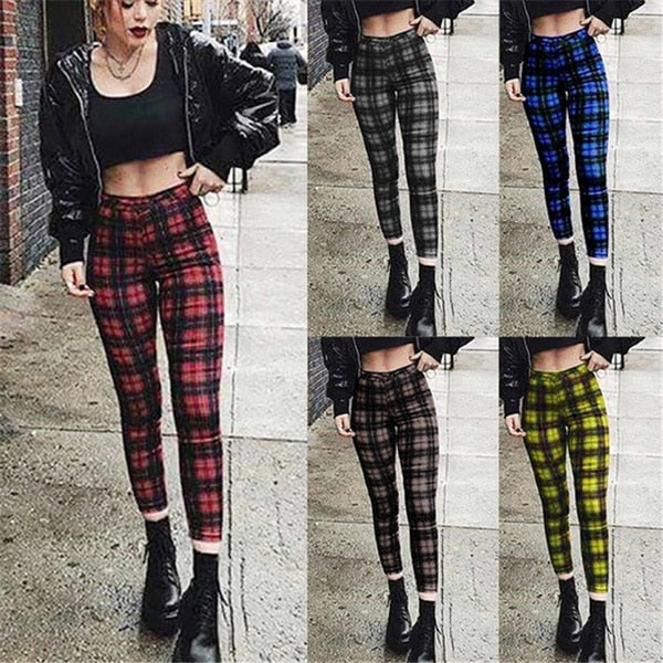 Punk Rock Plaid Leggings Pants - Image 14