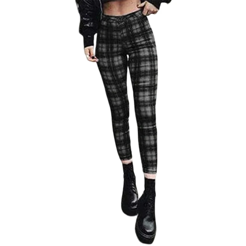 Punk Rock Plaid Leggings Pants - Image 4