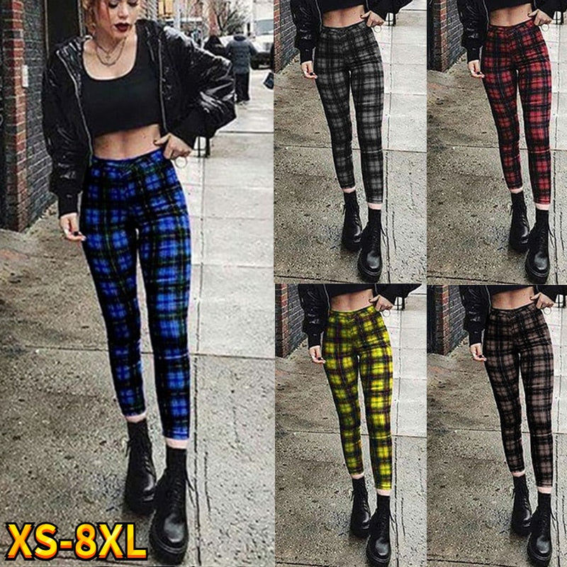 Punk Rock Plaid Leggings Pants - Image 7
