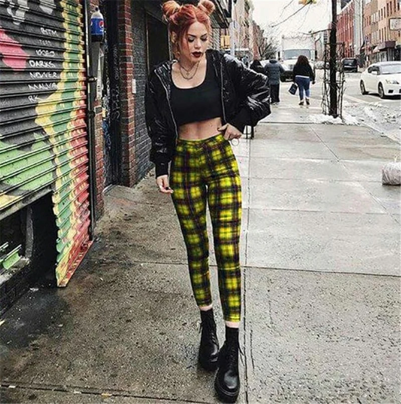 Punk Rock Plaid Leggings Pants - Image 8
