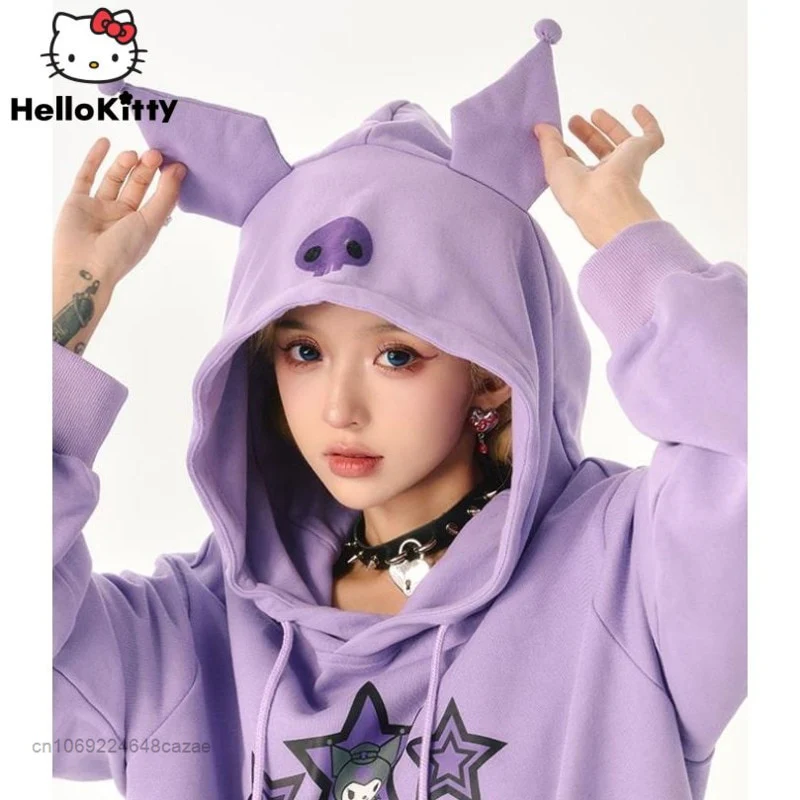 Sanriocore Kuromi Little Devil Hoodie Sweatshirt - Image 11