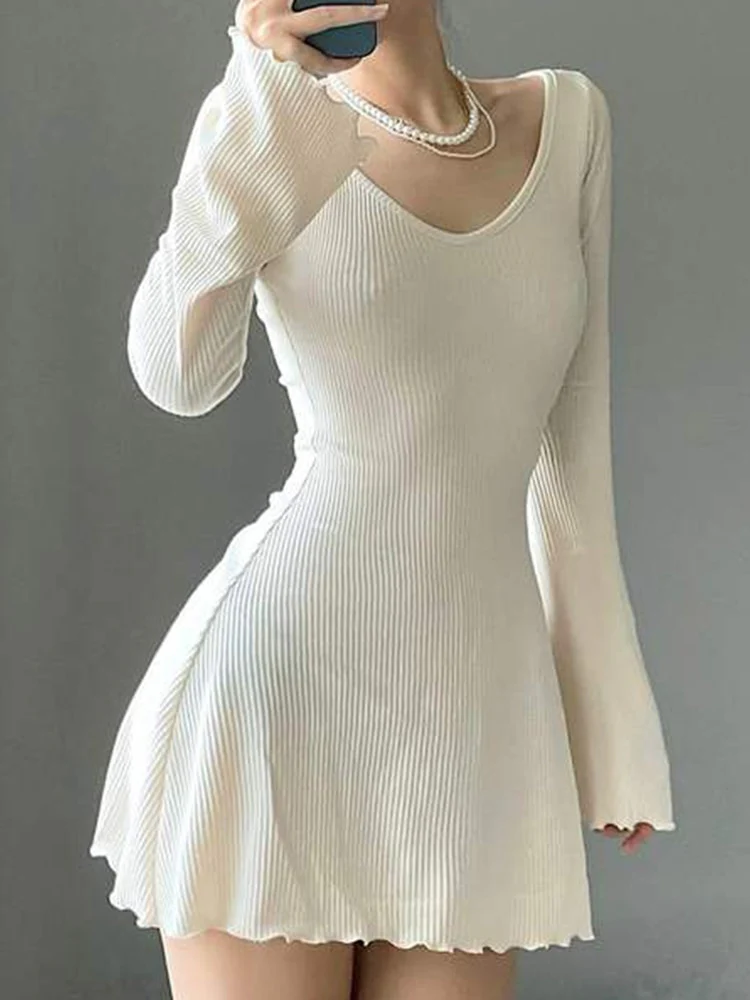 Soft Girl Elegant Flared A-line Dress - Image 4