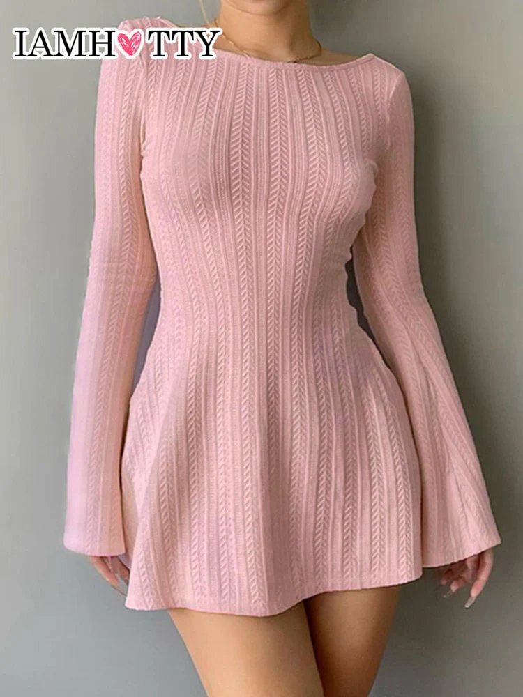 Soft Girl Backless Knitted Dress - Image 4