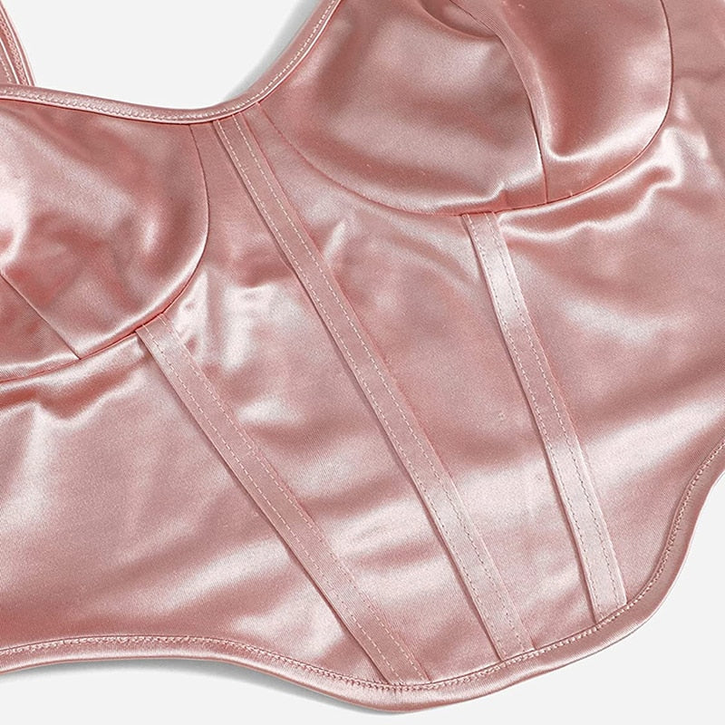 Soft Girl Bustier Satin Top Champagne Pink - Image 3
