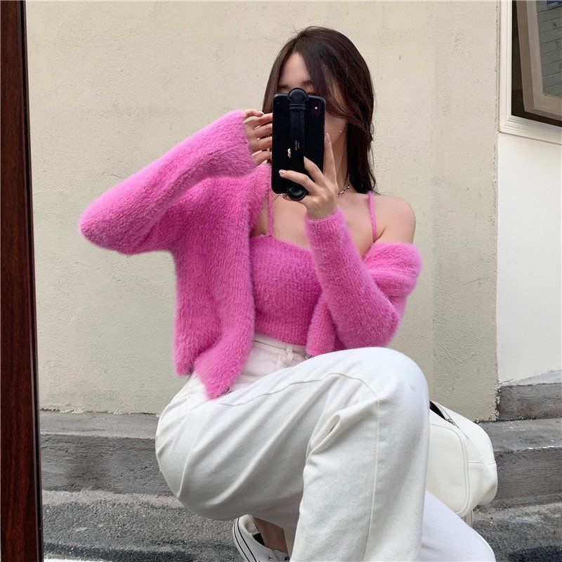 Soft Girl Cardigan Camisole Sweater Set - Image 23