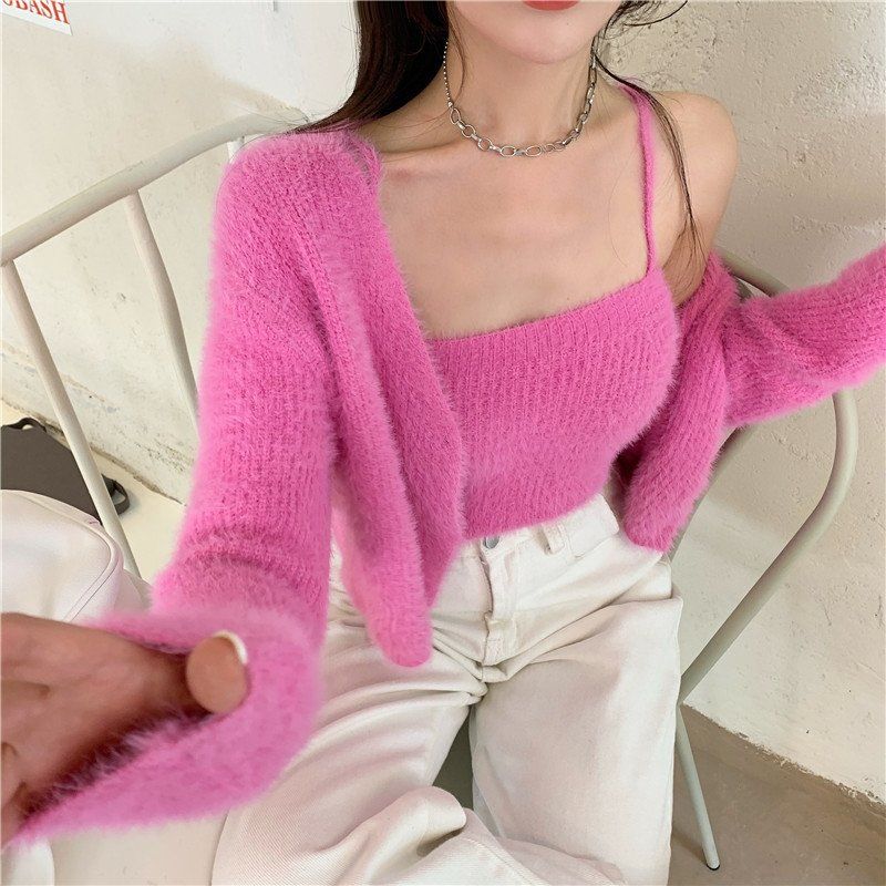 Soft Girl Cardigan Camisole Sweater Set - Image 8