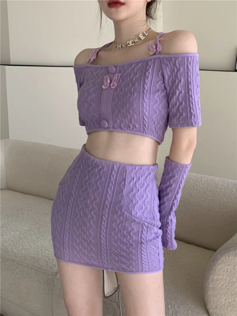 Soft Girl Knitted Matching Set Purple - Image 12