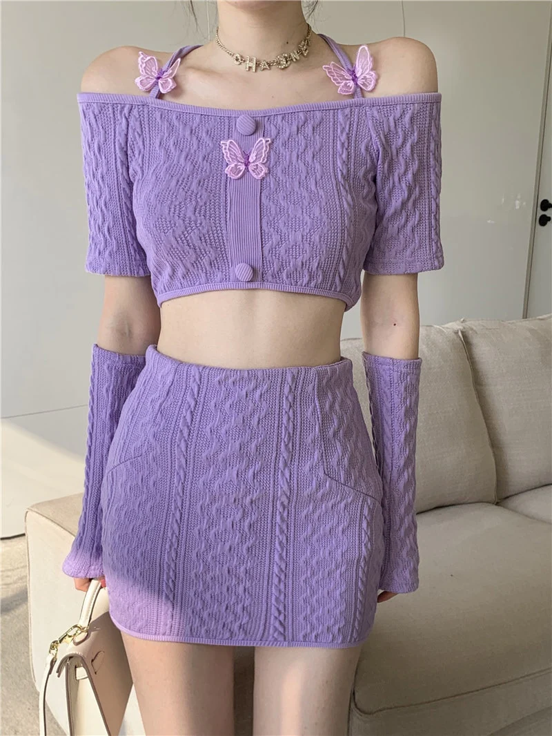 Soft Girl Knitted Matching Set Purple - Image 16