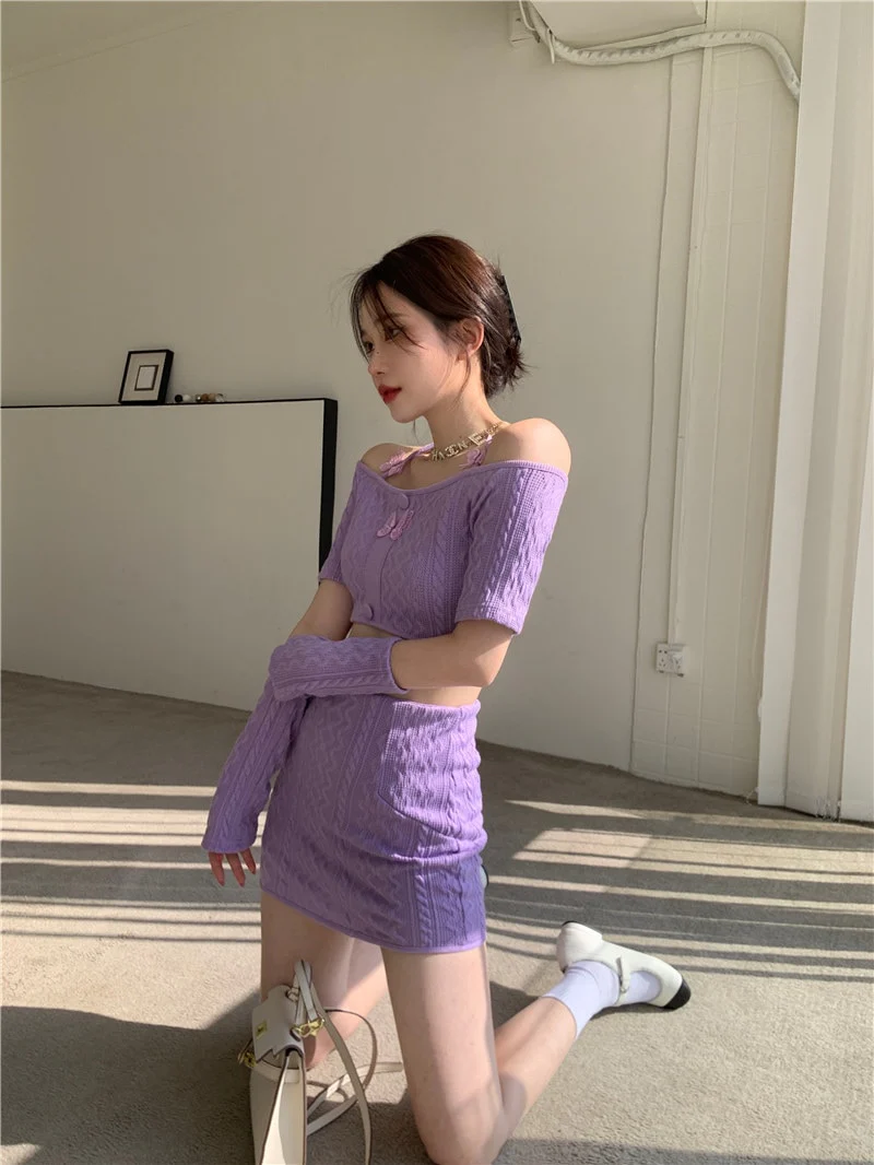 Soft Girl Knitted Matching Set Purple - Image 18