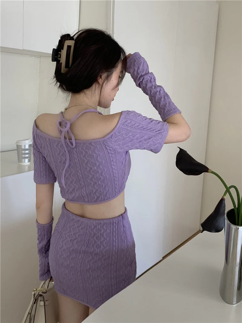 Soft Girl Knitted Matching Set Purple - Image 19