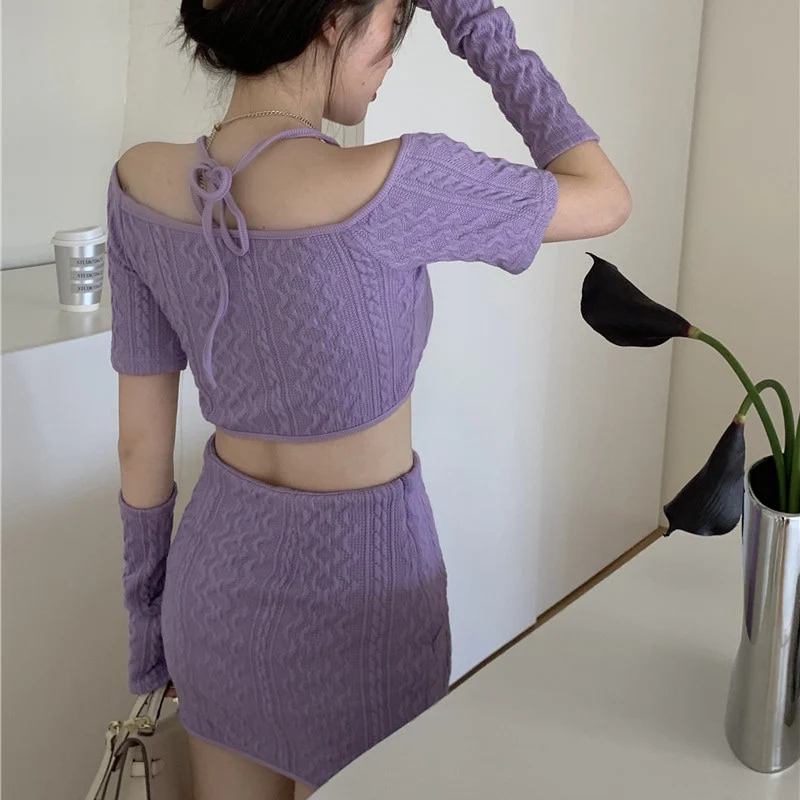 Soft Girl Knitted Matching Set Purple - Image 5