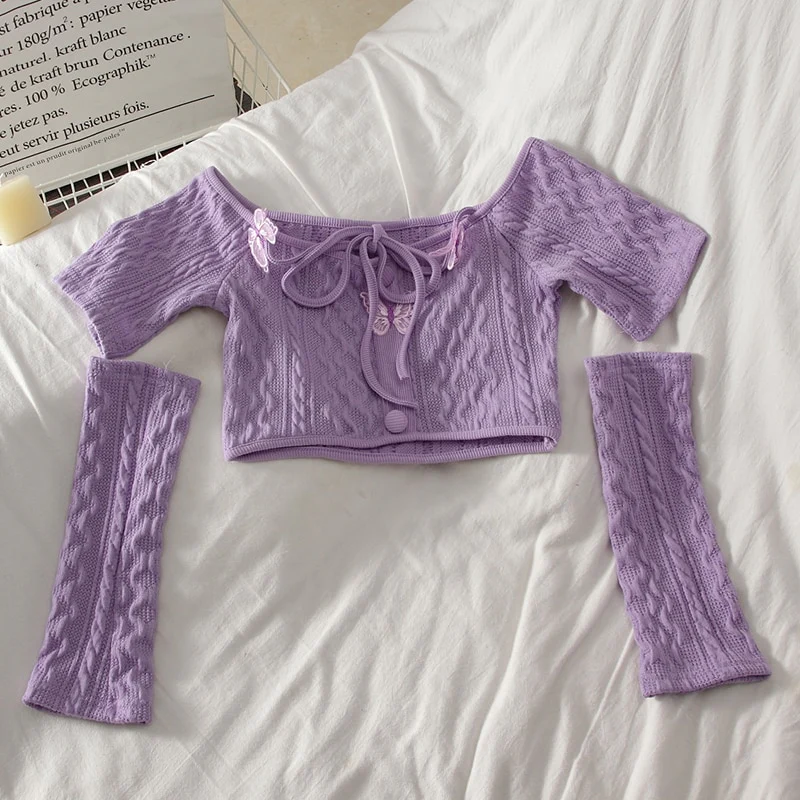 Soft Girl Knitted Matching Set Purple - Image 7