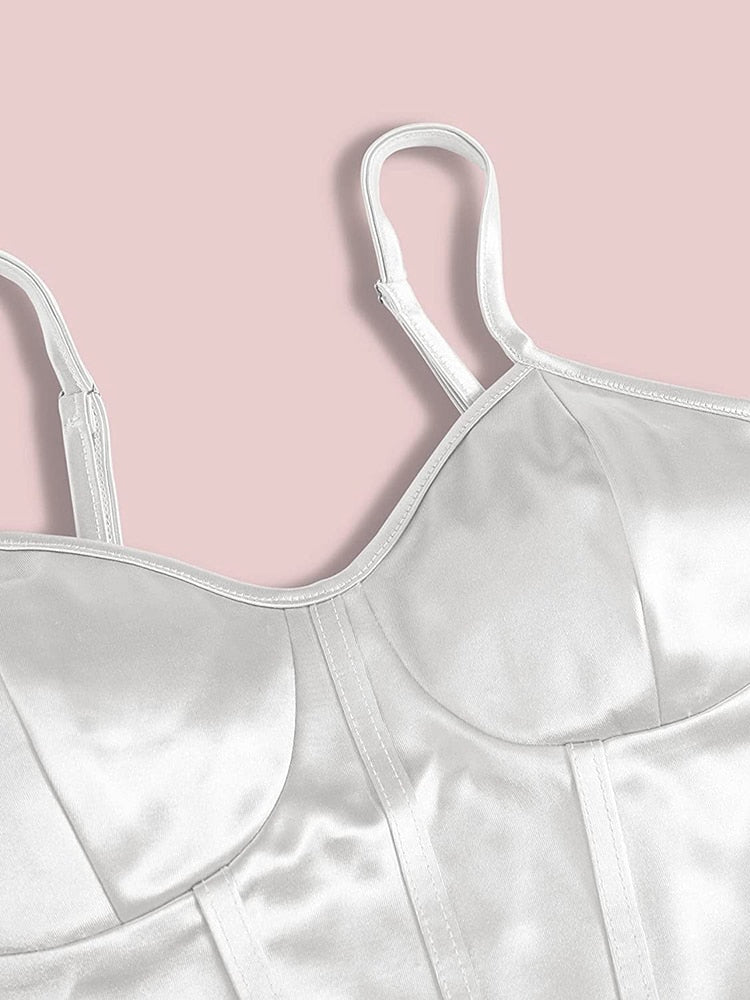 Satin Bustier Top Pearl White - Image 4