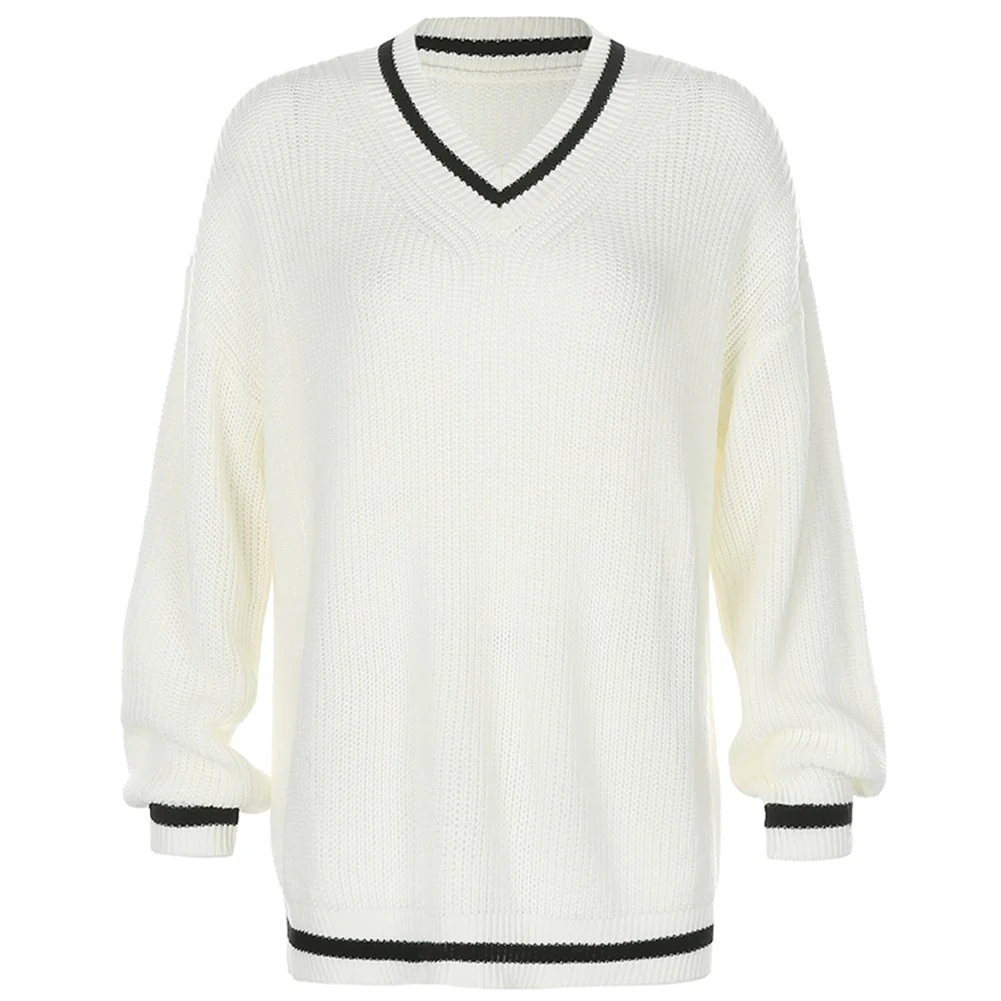 Soft Girl Preppy V Neck Sweater - Image 2
