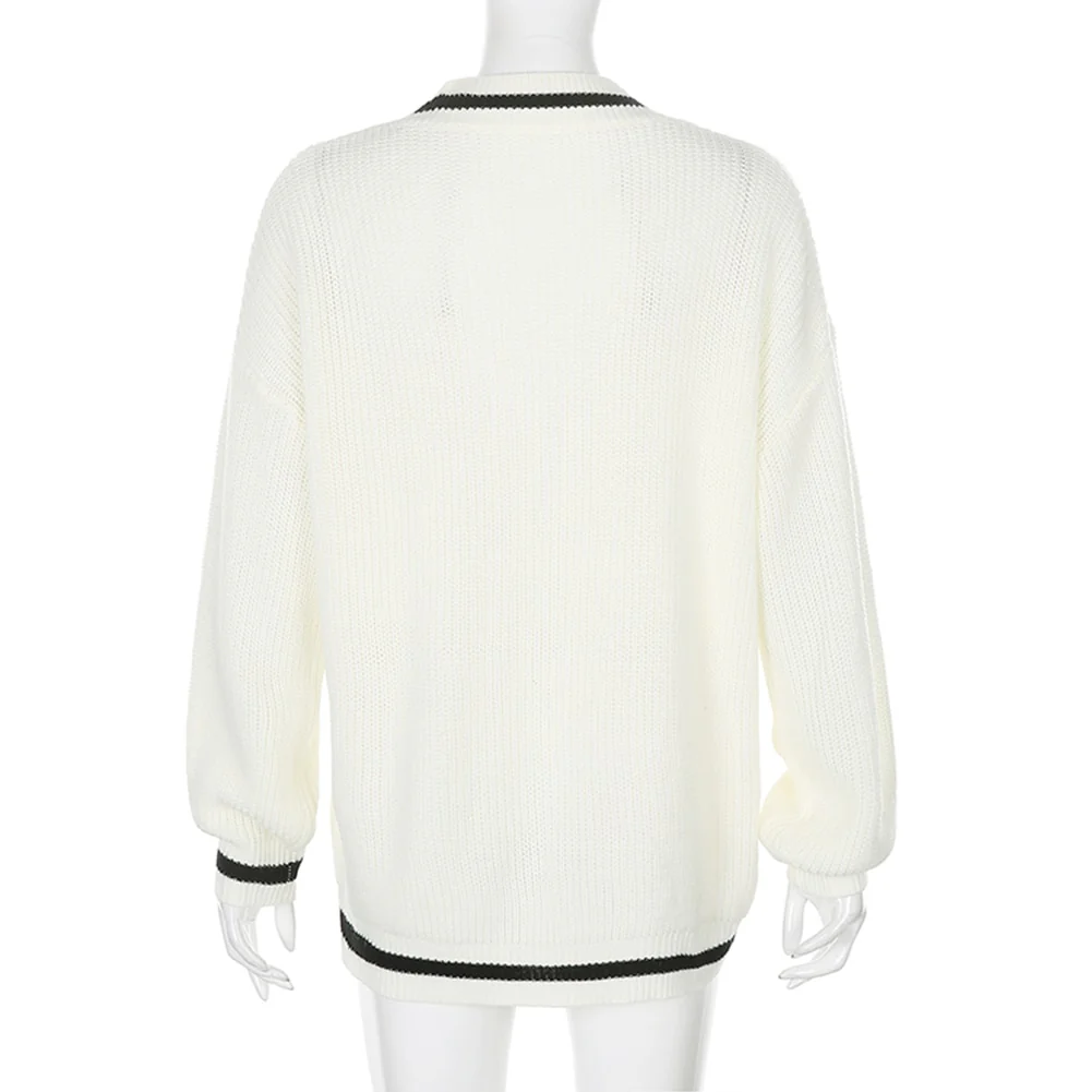 Soft Girl Preppy V Neck Sweater - Image 6