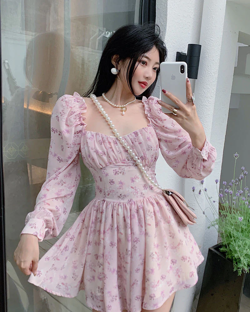 Soft Girl Vintage Floral Mini Dress - Image 8