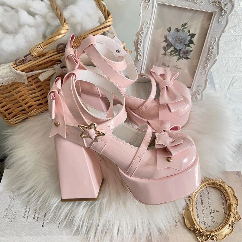 Sweet Bow Pink Mary Janes High Heels - Image 4