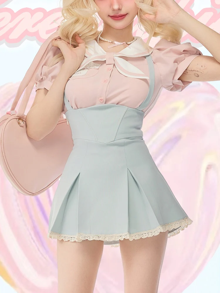 Sweet Girl Two Piece Set Blue Pink - Image 10