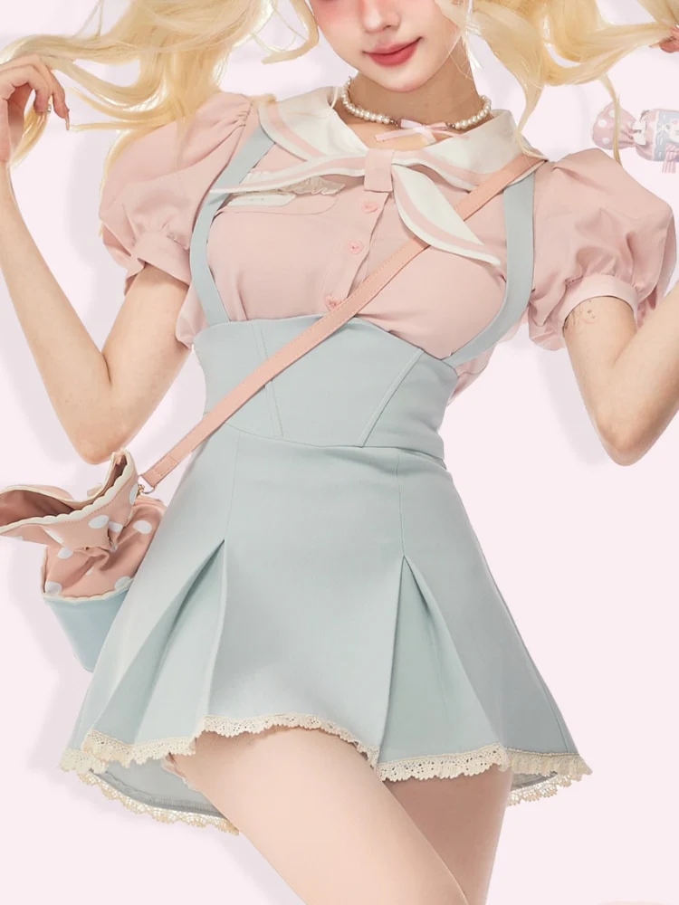 Sweet Girl Two Piece Set Blue Pink - Image 11
