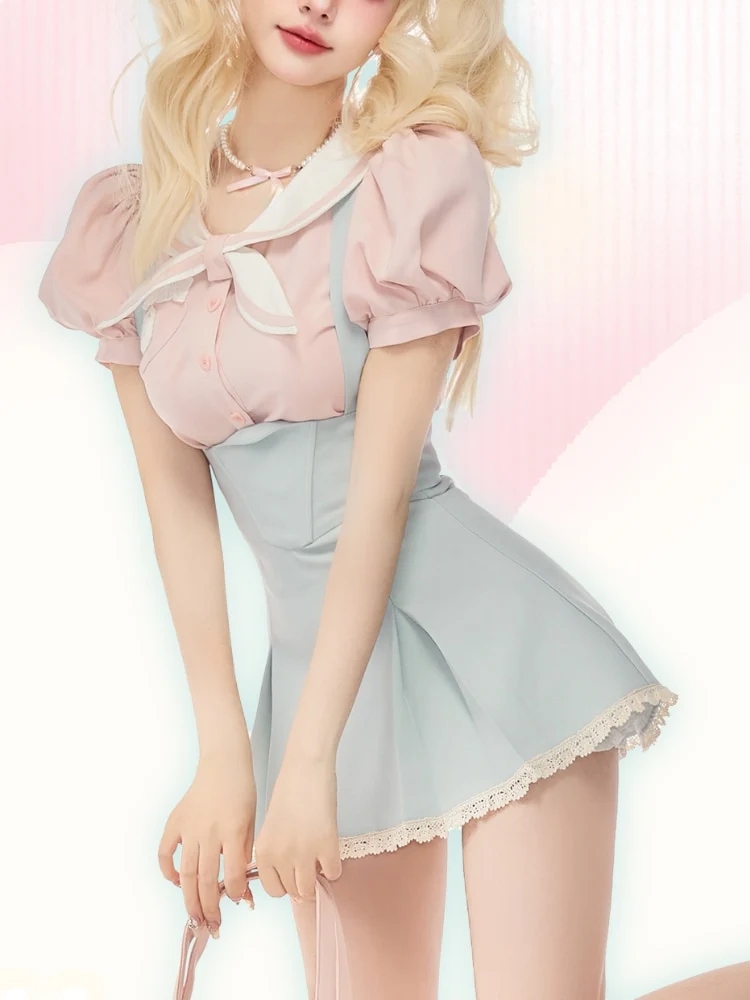 Sweet Girl Two Piece Set Blue Pink - Image 12