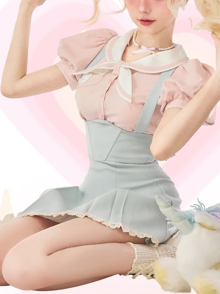 Sweet Girl Two Piece Set Blue Pink - Image 14