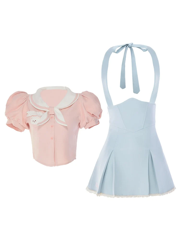 Sweet Girl Two Piece Set Blue Pink - Image 8
