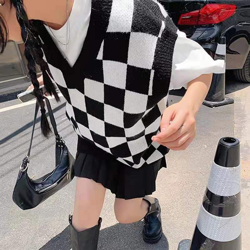 Wednesday Checkerboard Knitted Sweater - Image 12