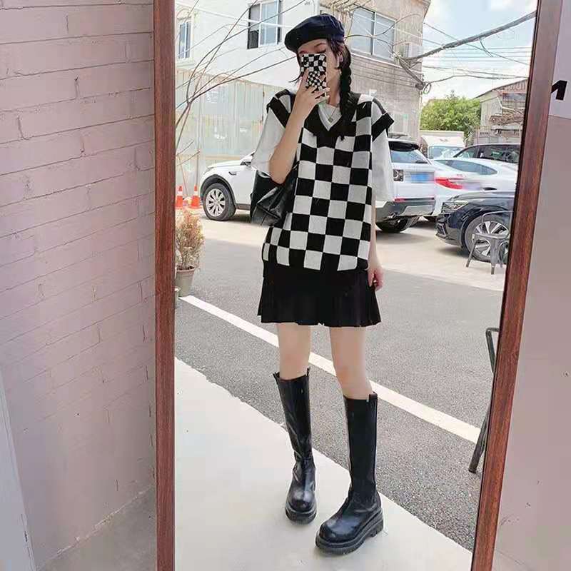 Wednesday Checkerboard Knitted Sweater - Image 13