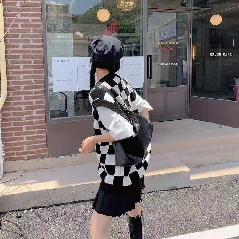 Wednesday Checkerboard Knitted Sweater - Image 15