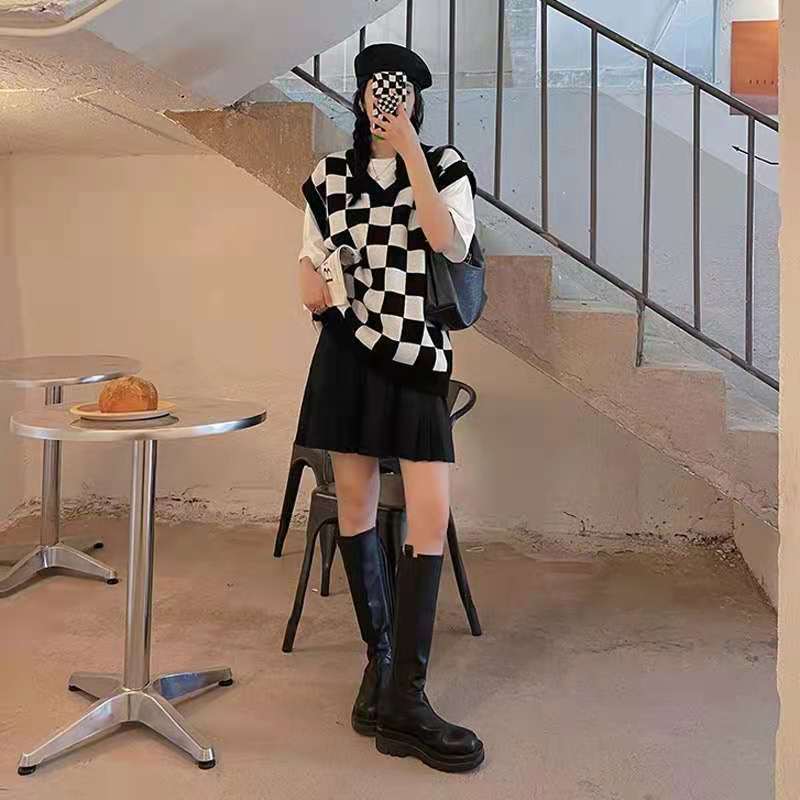 Wednesday Checkerboard Knitted Sweater - Image 17