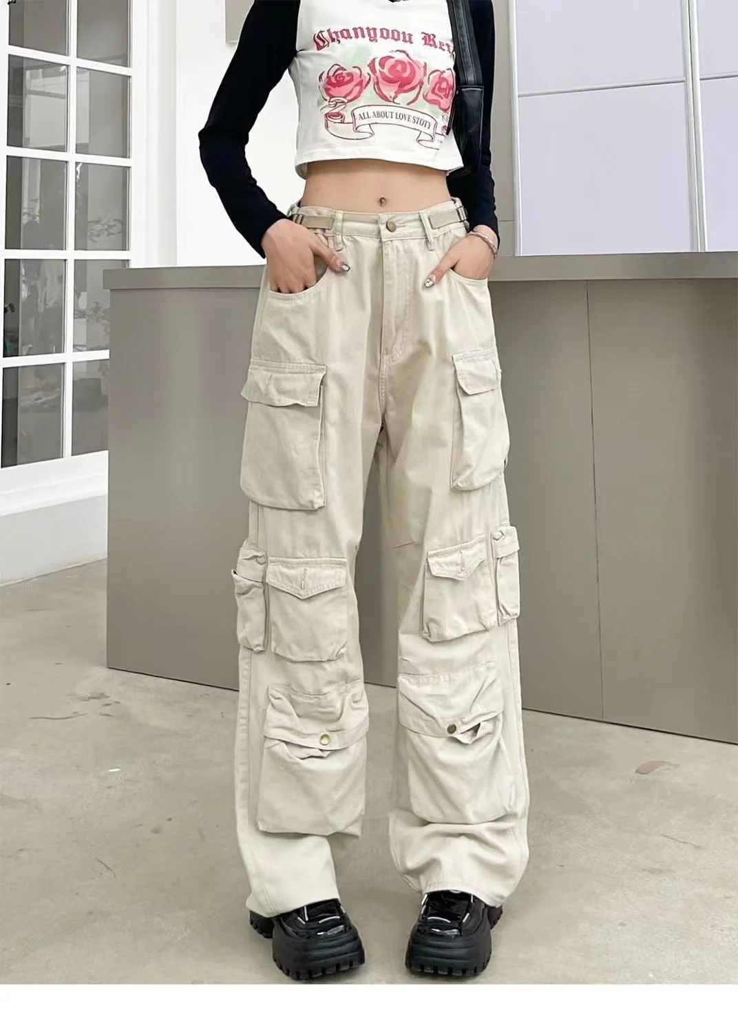 Y2K Baggy Blue Washed Cargo Pants - Image 2
