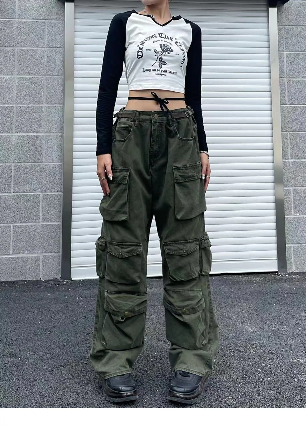 Y2K Baggy Blue Washed Cargo Pants - Image 4