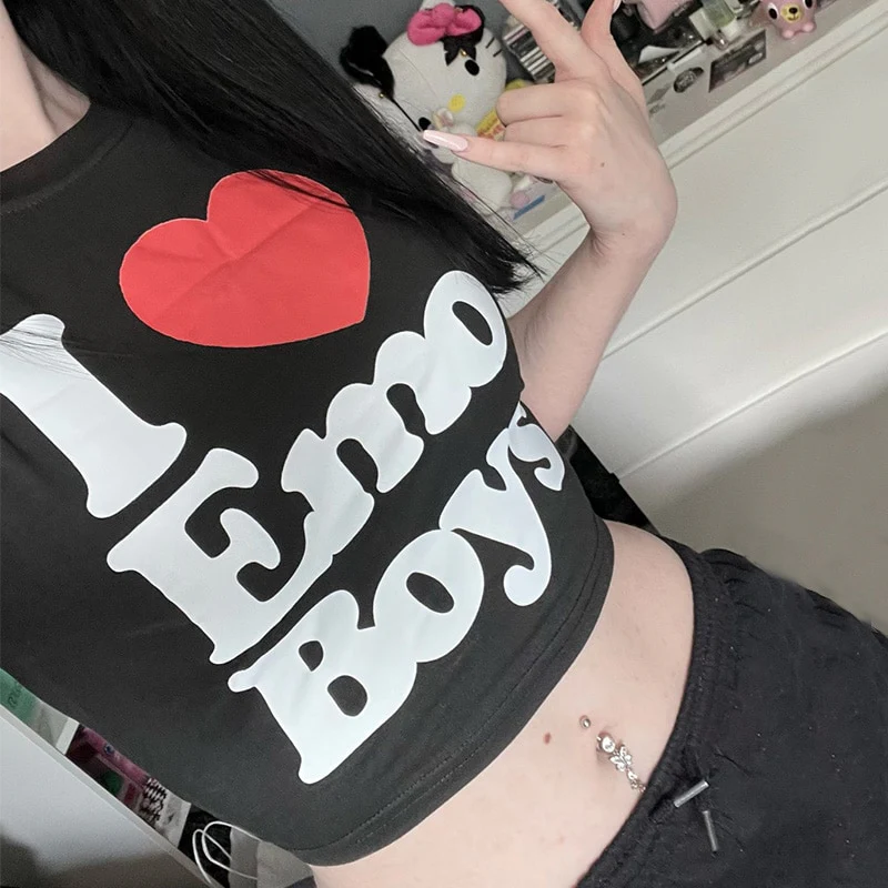 Y2k Egirl Crop Tops I love Emo Boys - Image 7