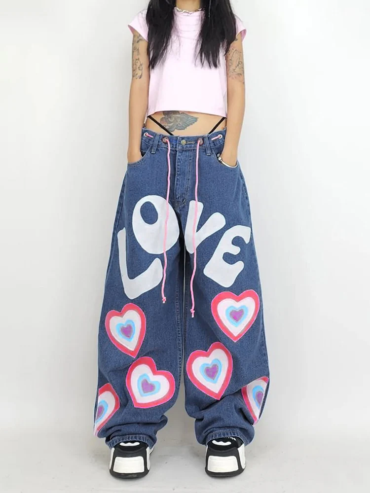 Y2K Indie Girl Heart Baggy Jeans - Image 7