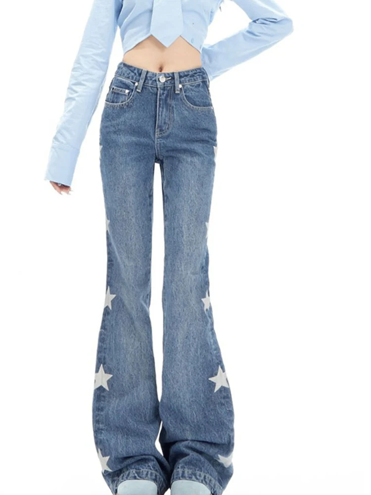 Y2K Retro Star Denim Flare Pants - Image 2