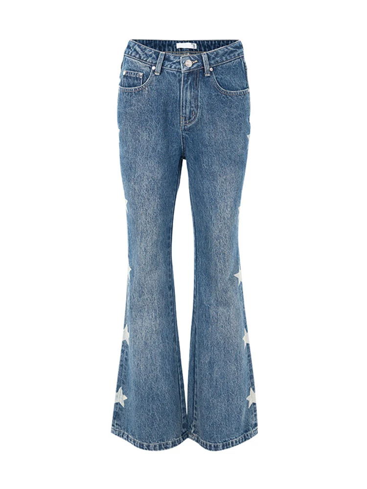Y2K Retro Star Denim Flare Pants - Image 3