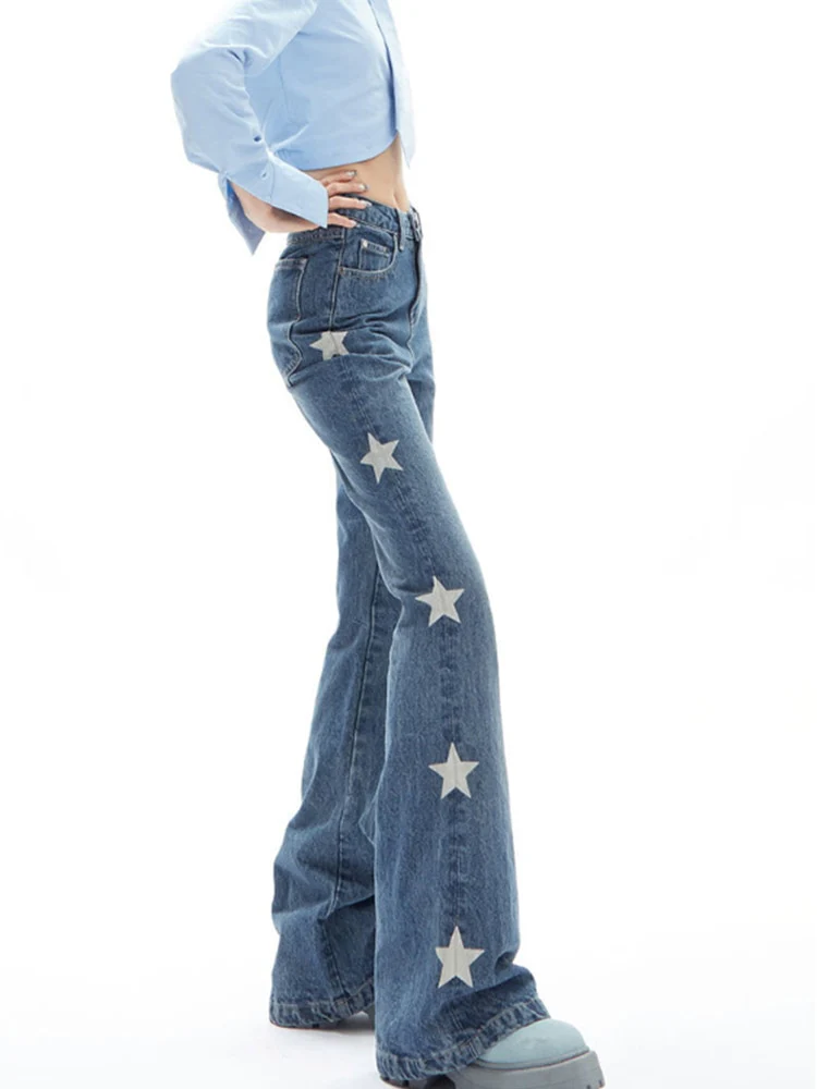 Y2K Retro Star Denim Flare Pants - Image 5