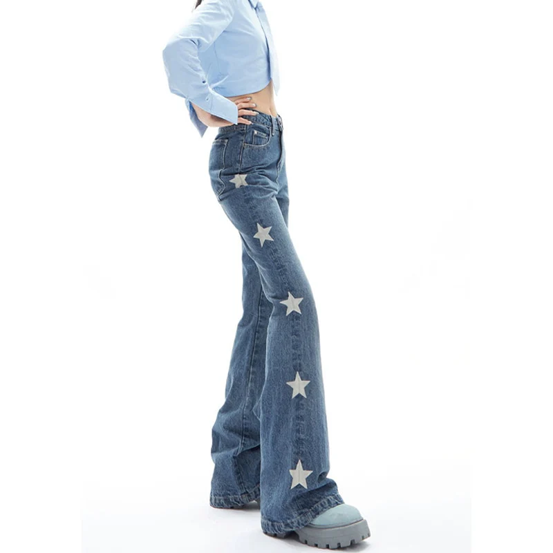 Y2K Retro Star Denim Flare Pants - Image 8