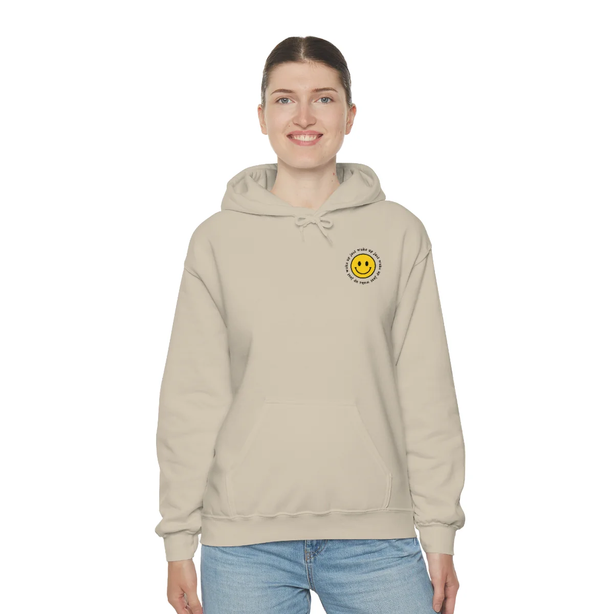 Y2K Smiley Just Woke Up Hoodie Sweatshirt - Image 14